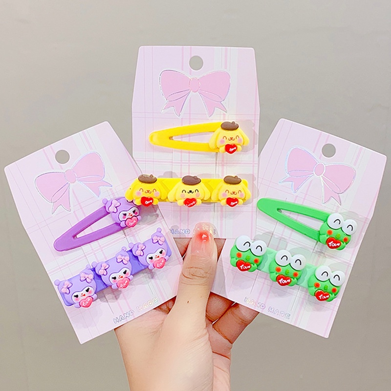 Bộ 2 Kẹp Tóc Hình Sanrio Kuromi mymelody Hello Kitty Dễ Thương Cho Bé Gái