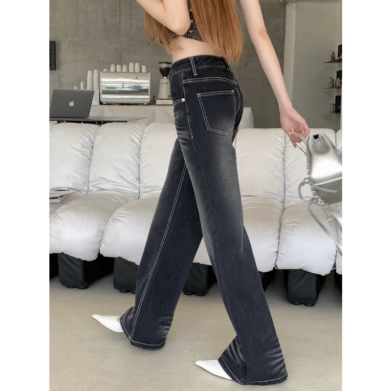 Quần Skinny Jean Ống Loe Lưng Thấp Thời Trang