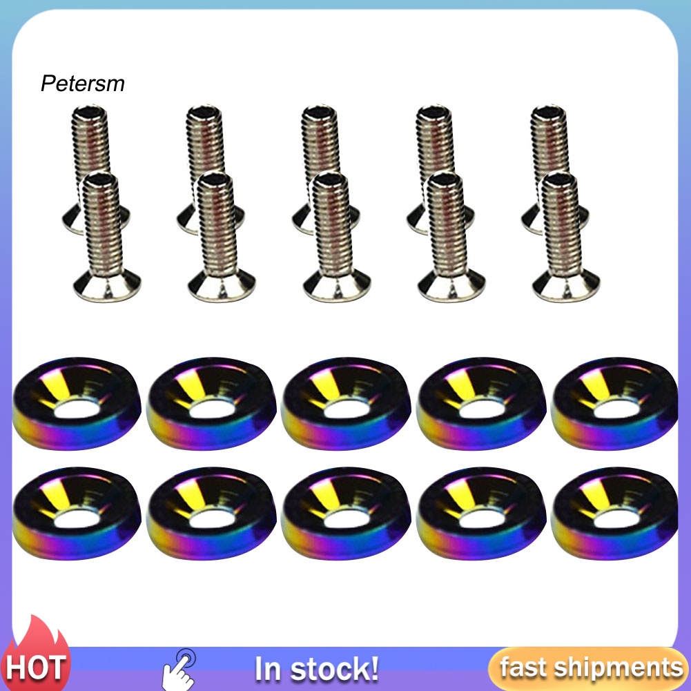 FENDER Bộ 10 Ốc Vít M6 Gắn Biển Số Xe Hơi Kèm Vòng Đệm