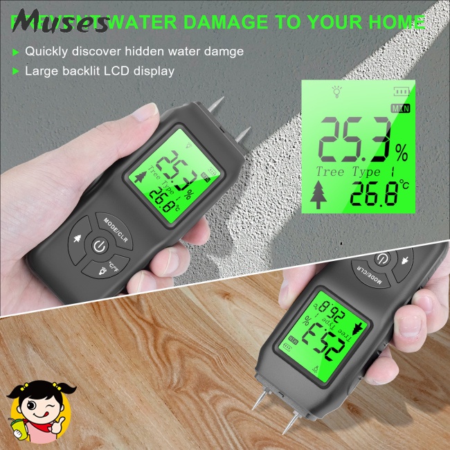 Máy Đo Độ Ẩm Chống Rò Rỉ Màn Hình Lcd Kỹ Thuật Số