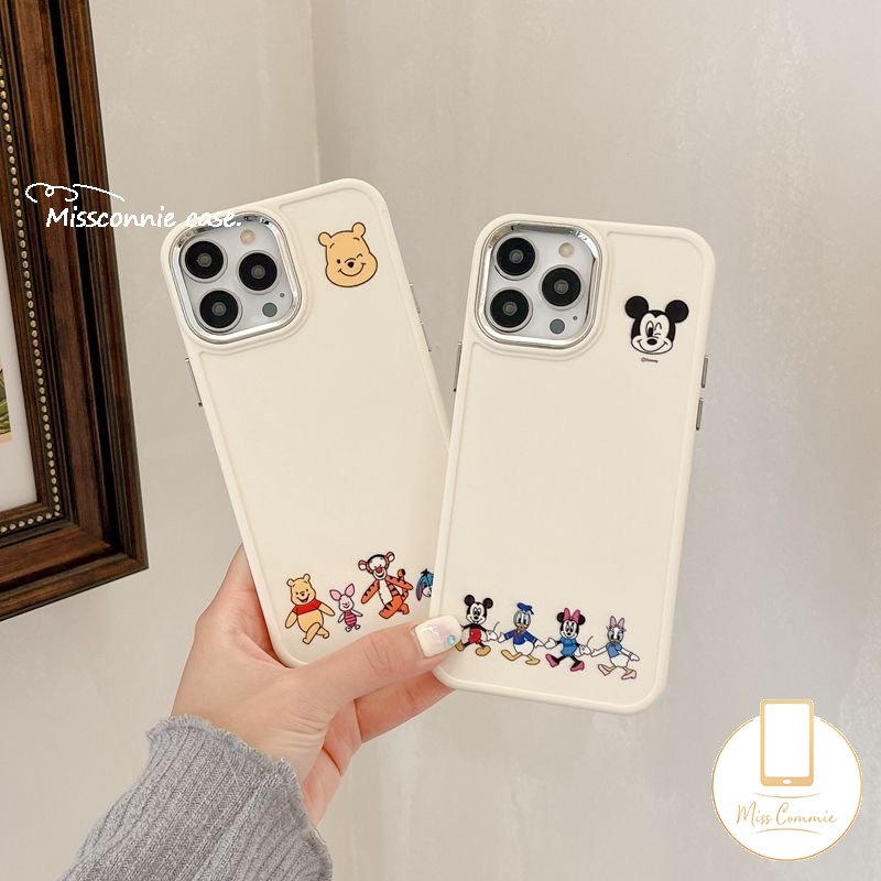 DISNEY Ốp Điện Thoại Viền Kim Loại Họa Tiết Hoạt Hình Cho IPhone 11 12 14 13 Pro MAX 7plus X XR 7 8 Plus XS MAX 8plus