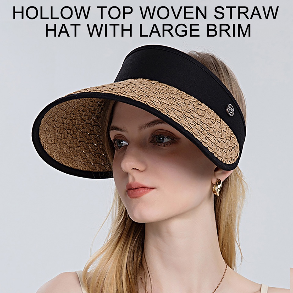 Mũ Cói Chống Nắng Vành Rộng Hở Chóp Thời Trang Đi Biển Mùa Hè Hàng Mới Dành Cho Bạn Nữ
