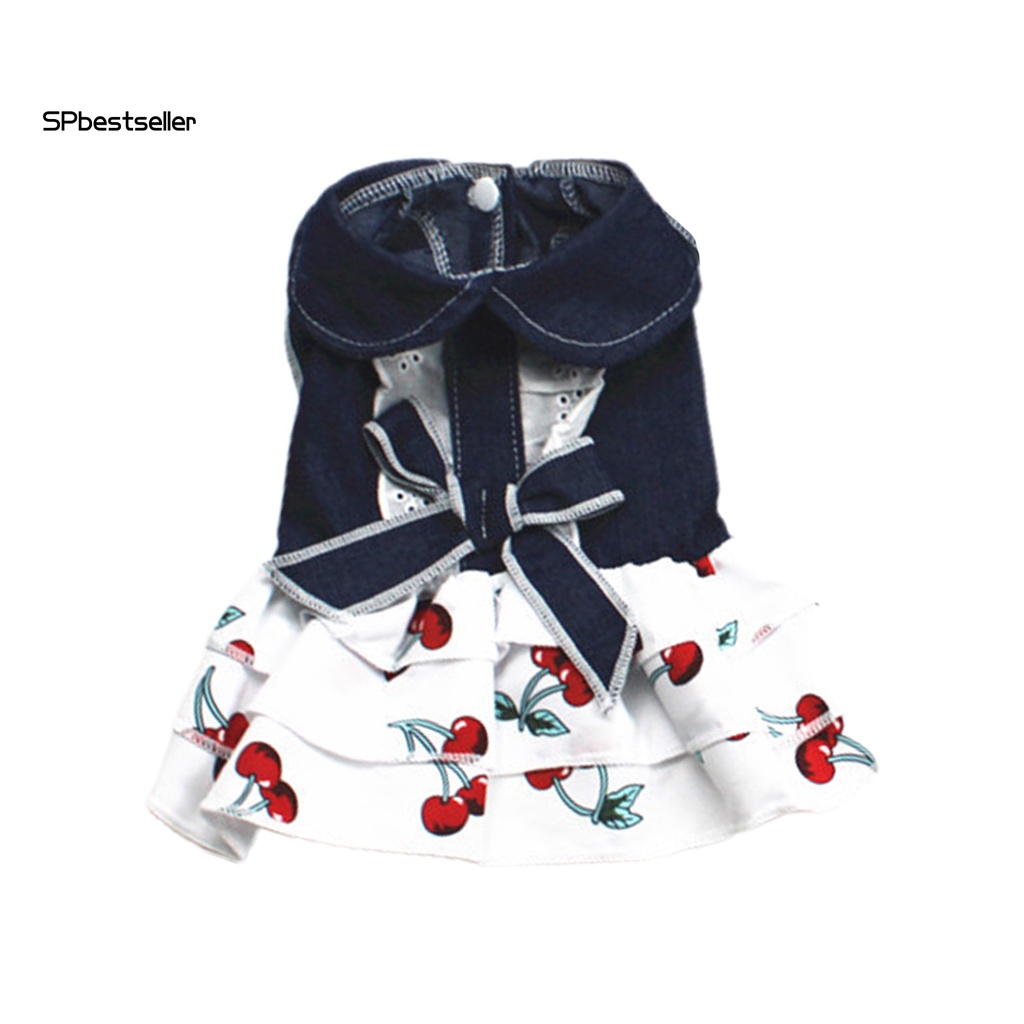 Spbestsellwr Đầm Cổ Bẻ Thắt Nơ In Họa Tiết Trái Cây Xinh Xắn Thời Trang Dự Tiệc Cho Cún Cưng