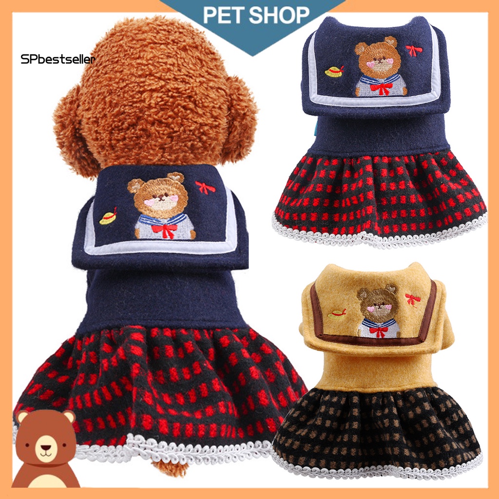 Váy Len Giữ Ấm Cho Thú Cưng Phong Cách Học Sinh