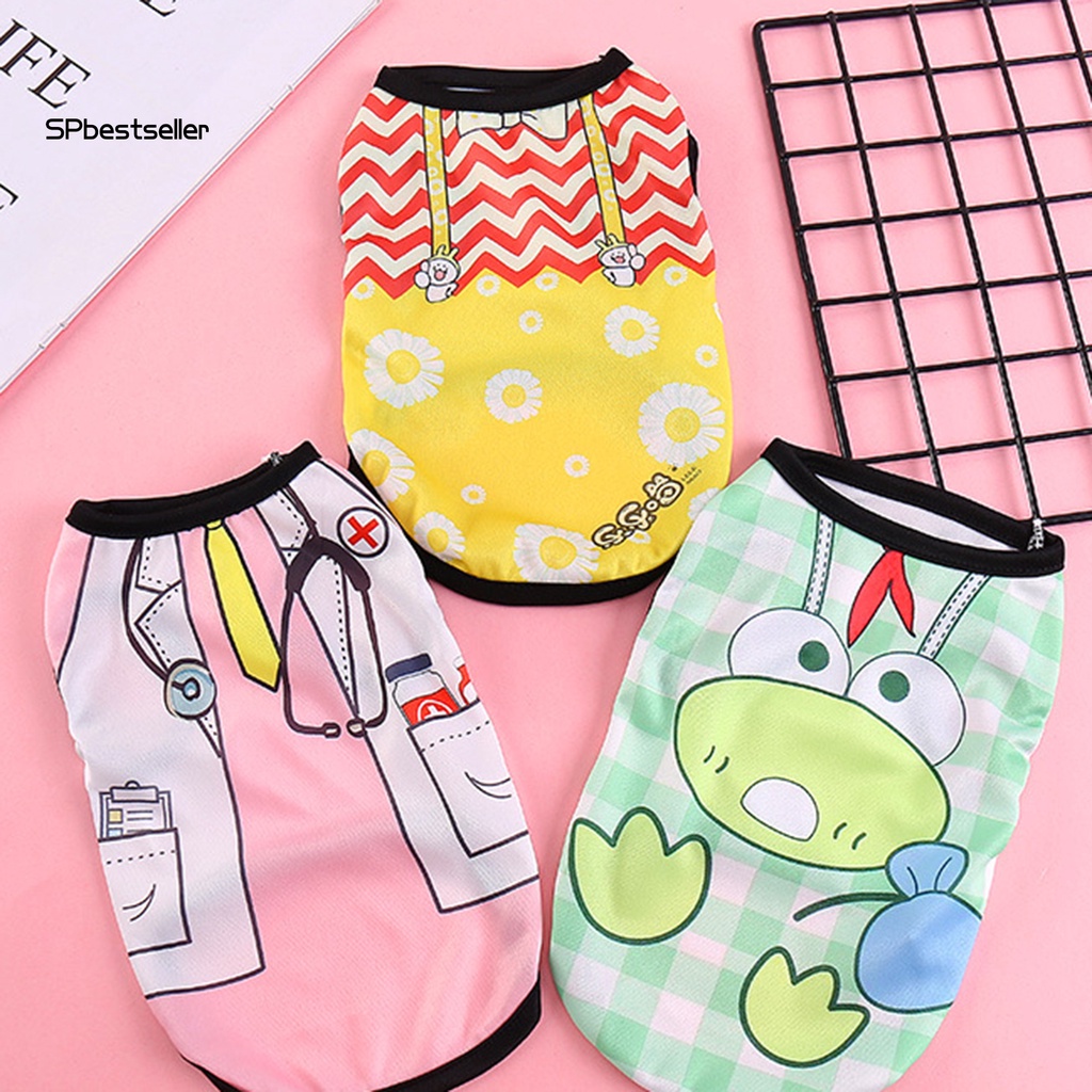 Áo Thun Hai Lớp Thoáng Khí In Họa Tiết Dễ Thương Thời Trang Mùa Hè Cho Cún Cưng