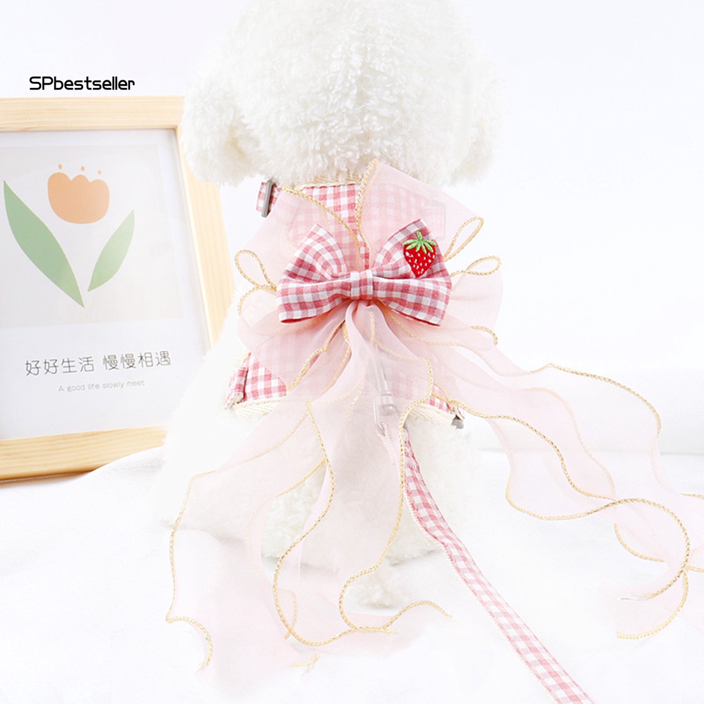 Set 2 Dây Dắt Thú Cưng Đi Dạo Chất Liệu Mềm Mại Chống Mài Mòn Gắn Nơ Dễ Điều Chỉnh