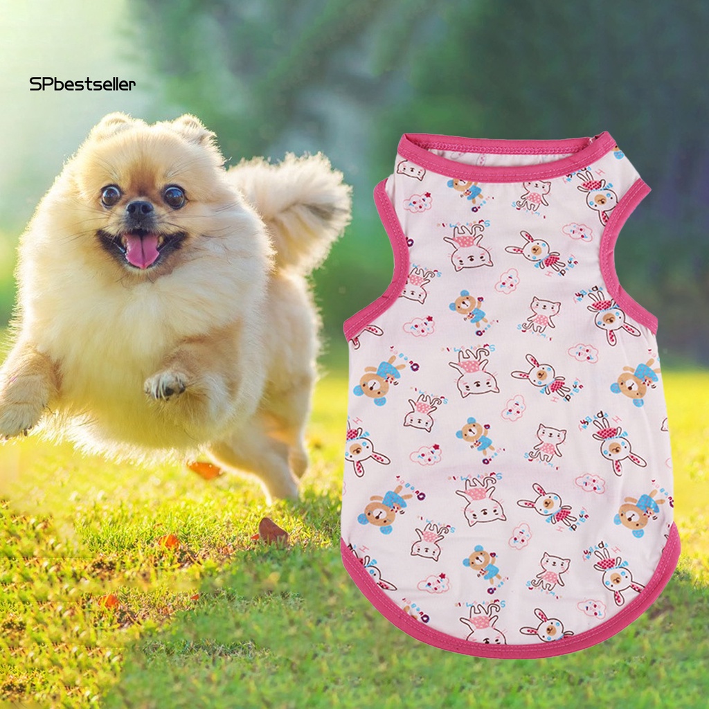 Áo Thun Cotton Sát Nách In Họa Tiết Hoạt Hình Dễ Thương Thời Trang Mùa Hè Cho Cún Cưng