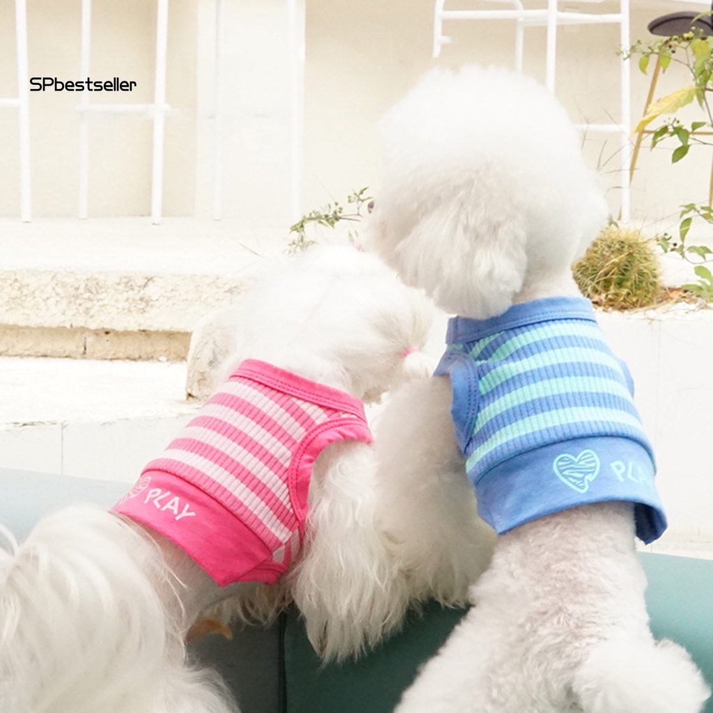 Áo Ba Lỗ Kẻ Sọc Mềm Mại Thoáng Khí Cho Cún Cưng Cỡ Nhỏ / Vừa / Nhỏ