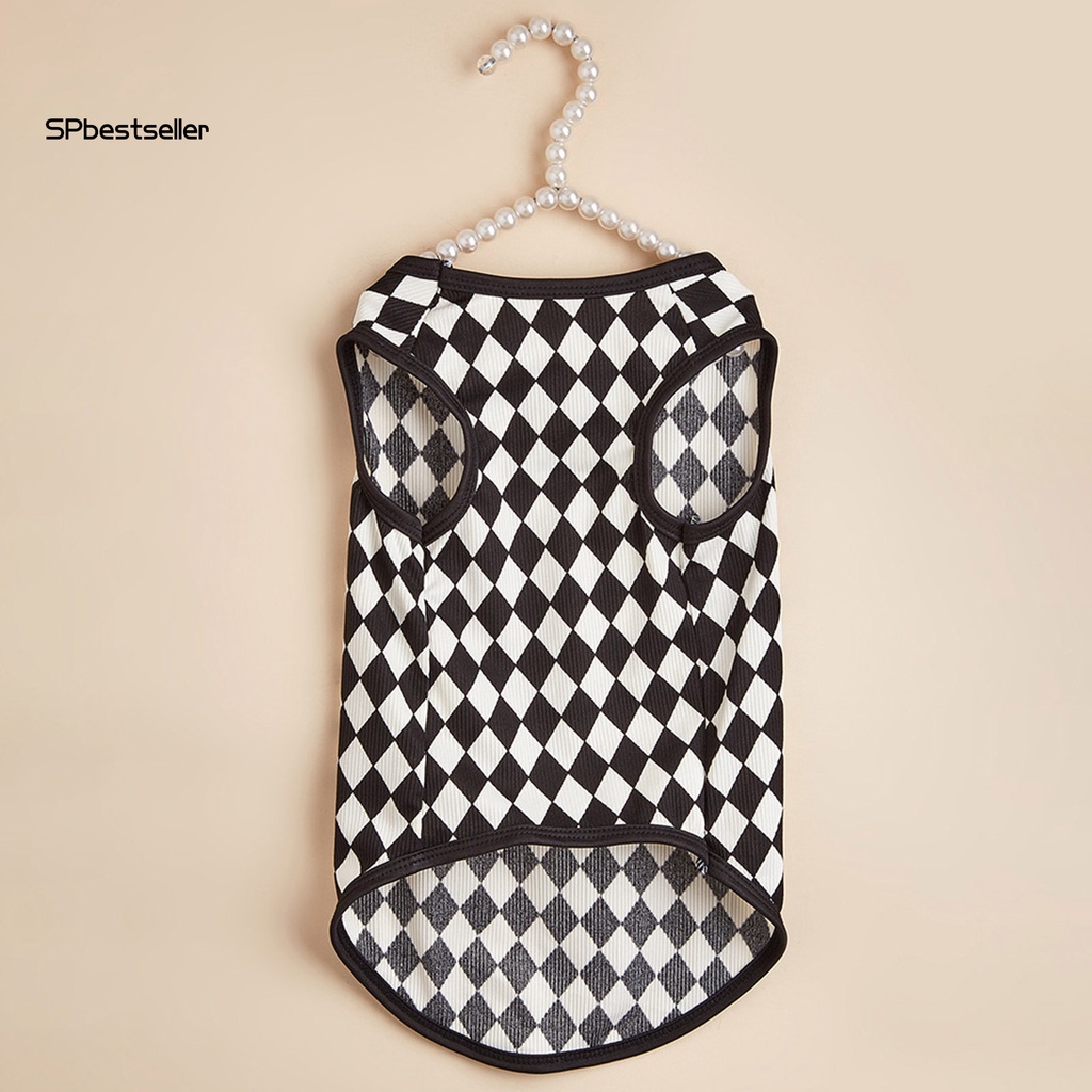 Áo Thun Tay Ngắn Họa Tiết Sọc Caro Co Giãn Thời Trang Mùa Hè Xinh Xắn Cho Thú Cưng