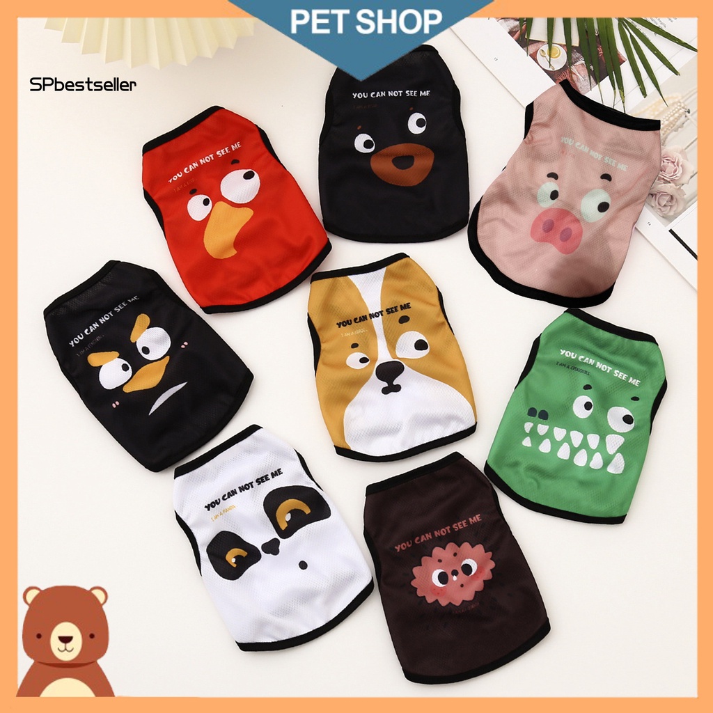 Áo Sát Nách Cổ Tròn In Họa Tiết Hoạt Hình Thời Trang Mùa Hè Cho Thú Cưng