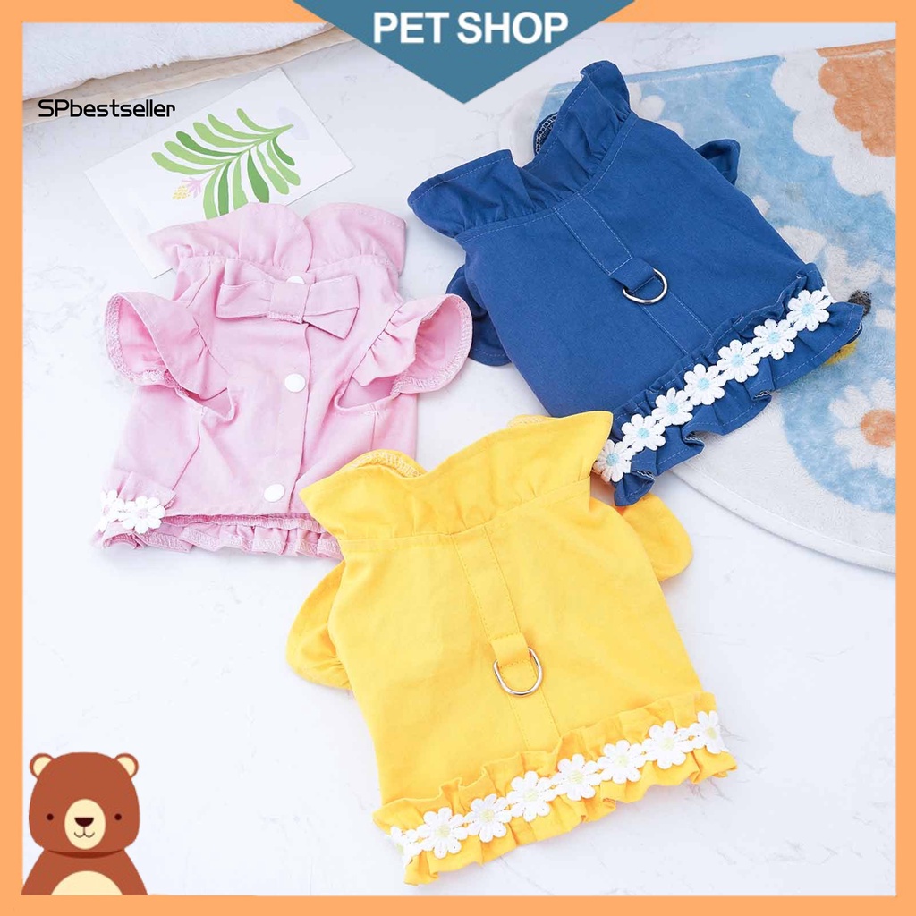 Áo Thun In Hoa Phối Bèo Trước Cỡ Nhỏ / Vừa / Nhỏ Thời Trang Xuân Hè Xinh Xắn Cho Cún Cưng