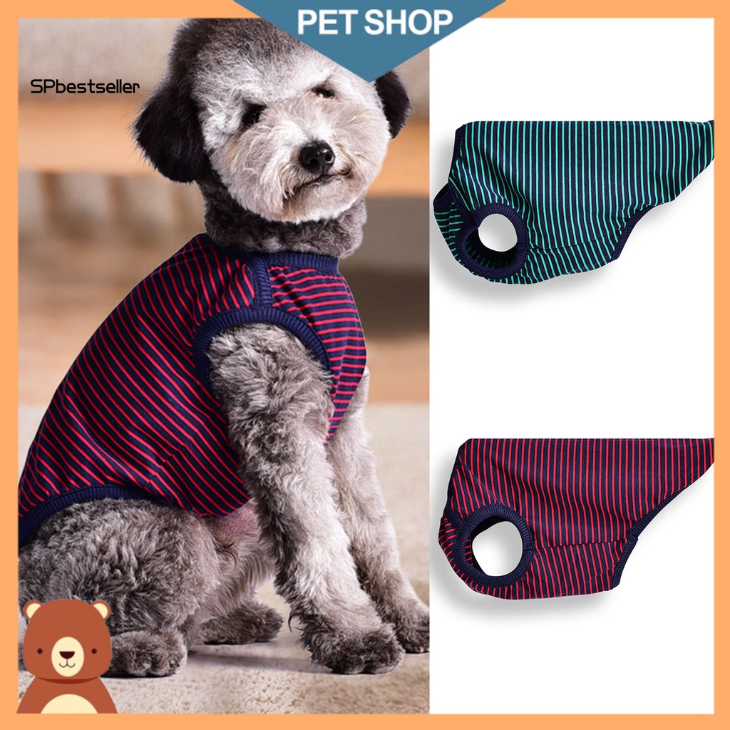 Áo Thun Ba Lỗ Họa Tiết Sọc Ngang Co Giãn Thời Trang Mùa Hè Cho Thú Cưng