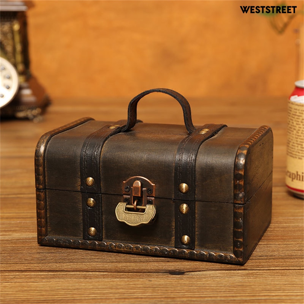 Hộp Gỗ Đựng Kho Báu Cướp Biển Phong Cách Retro Vintage