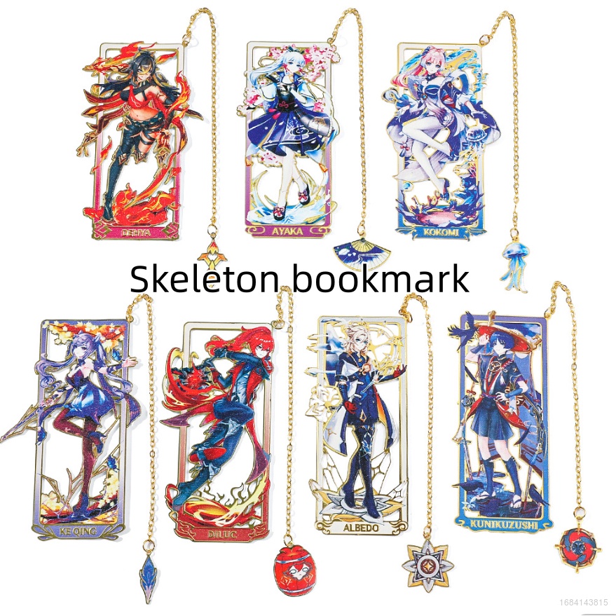 Hobby Genshin Impact Bookmark Kẹp Sách Bằng Kim Loại Họa Tiết Hoạt Hình Dễ Thương Sáng Tạo Cho Học Sinh / Văn Phòng Xiao Hutao