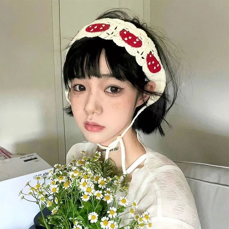 [F &amp; X] Khăn Trùm Đầu Tam Giác Dệt Kim Mềm Mại Phong Cách Hàn Quốc Ngọt Ngào Phụ Kiện Chụp Ảnh Bé Gái Phong Cách Retro Mùa Hè y2k