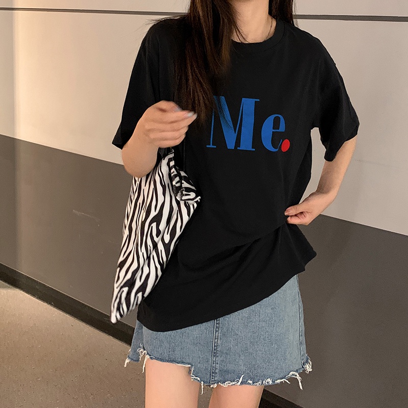 NZN Áo Thun Tay Ngắn Dáng Rộng In Họa Tiết monogram Tương Phản Thời Trang Mùa Hè Mới Cho Nữ