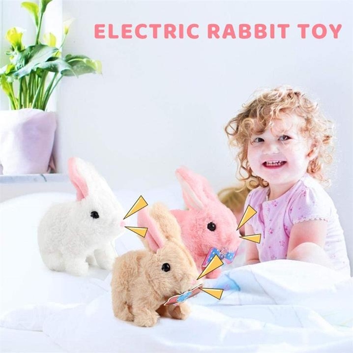 Mengqi Walking Bunny Plush Stuffed Rabbit Toy Bunnies Can Walk and Talk for Kids Gift