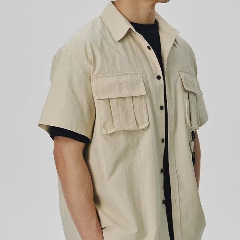 Áo Sơ Mi Ngắn Tay Phối Túi Thời Trang Mùa Hè Nhật Bản Dành Cho Nam