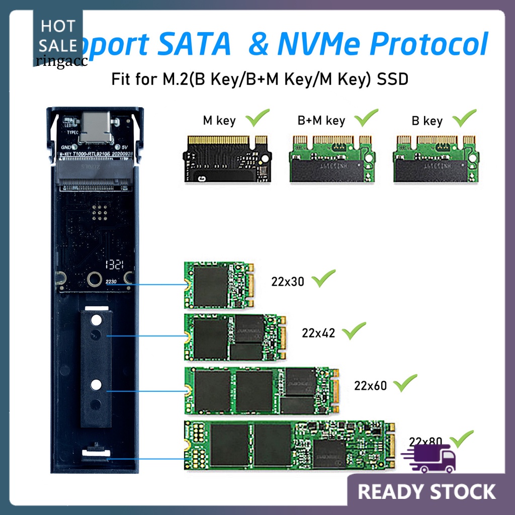 Hộp Đựng Ổ Cứng 10Gbps PCIe NVMe NGFF SATA M.2 SSD Cho Máy Tính