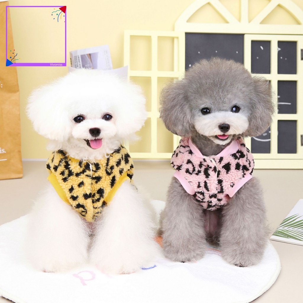 [VM] Áo Sát Nách Vải Polyester Mềm Mại Thoải Mái Giữ Ấm Mùa Đông In Họa Tiết Da Báo Quyến Rũ Cho Cún Cưng