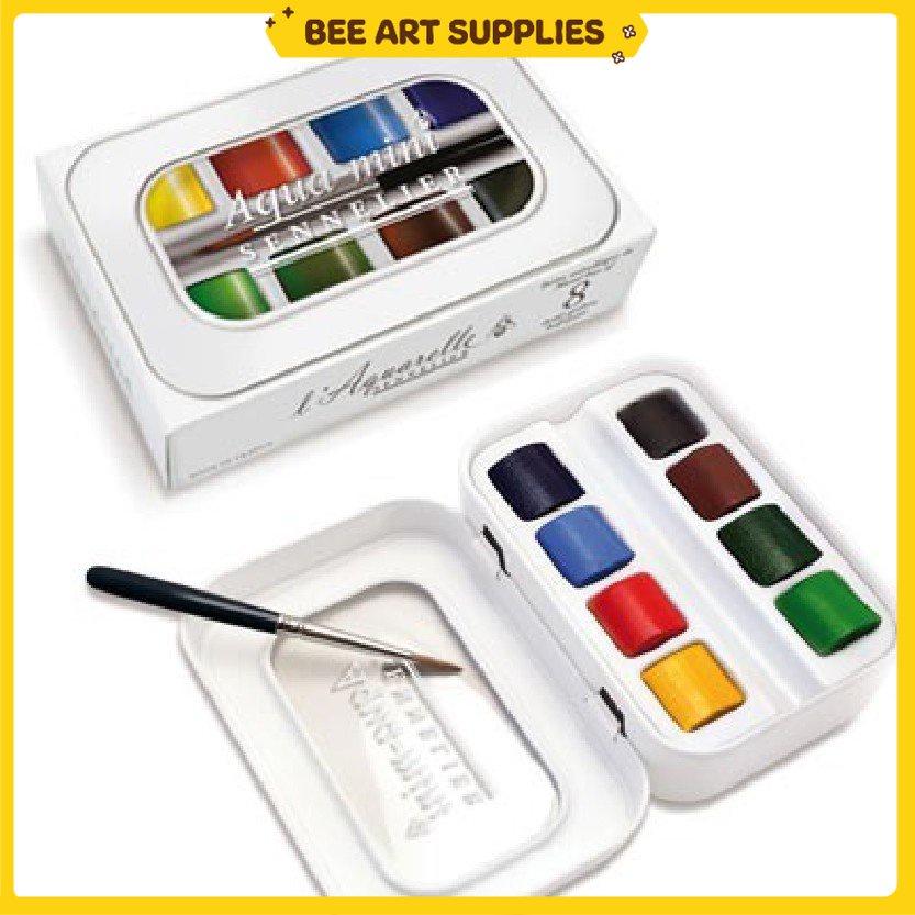 Màu nước Sennelier Aqua Mini [ CHÍNH HÃNG ] (half-pan 8 màu kèm cọ)