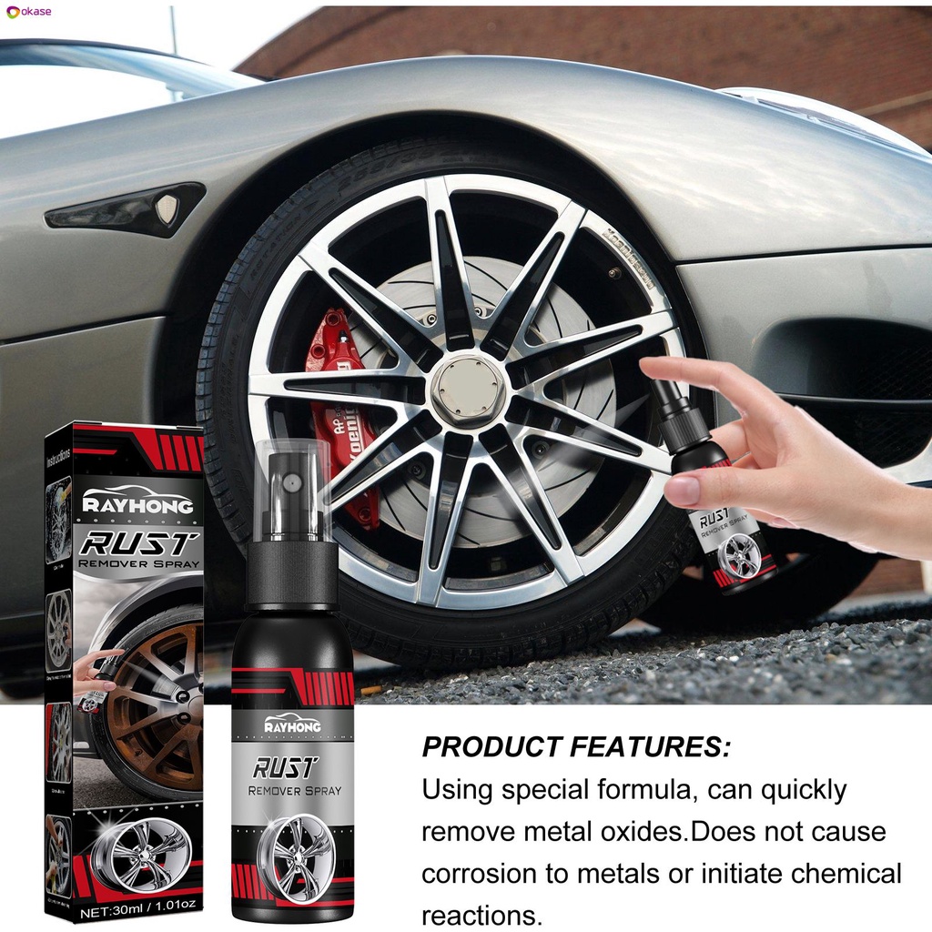 Đa mục đích rỉ sét Remover phun bề mặt kim loại Chrome sơn xe bảo trì sắt Bột làm sạch siêu gỉ Remover 30ml okase