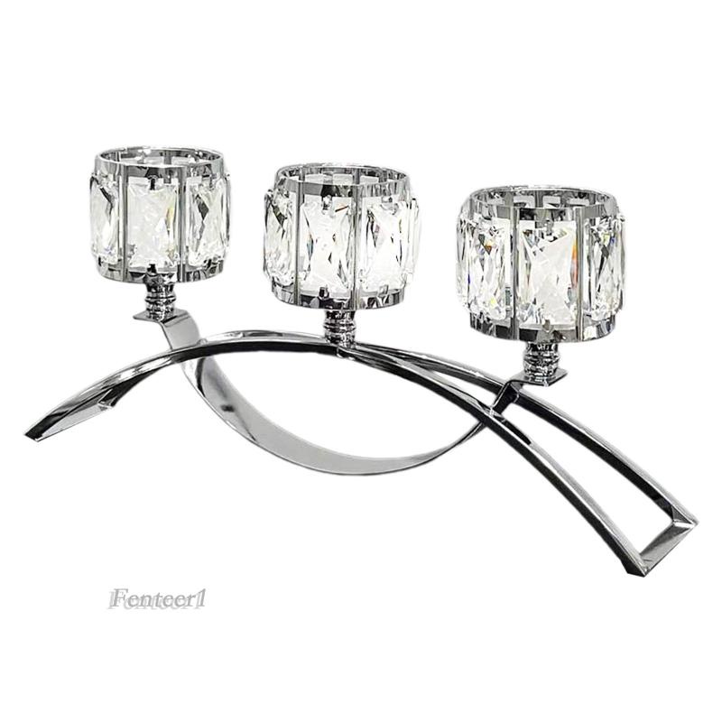 [Fenteer1] Giá Đỡ Nến 3 Cánh Tay Bằng Thủy Tinh Trang Trí Quán Cà Phê