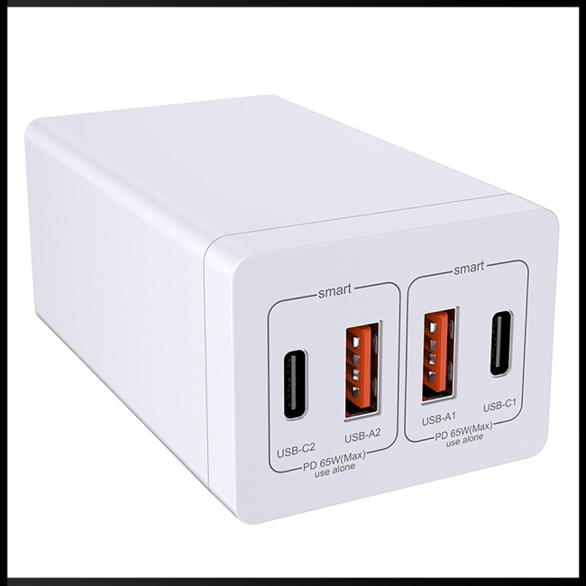 Củ Sạc Nhanh Zevaret 65W Gallium Nitride Gan 2c + 2a Pd Usb 4 Trong 1 Cho Laptop / Máy Tính Bảng / Điện Thoại Di Động