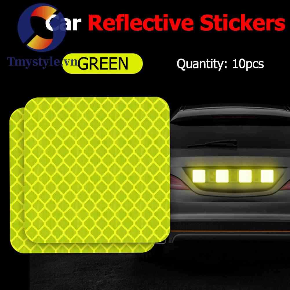Bộ 10 Miếng Dán Phản Quang Cảnh Báo An Toàn Cho Xe Hơi