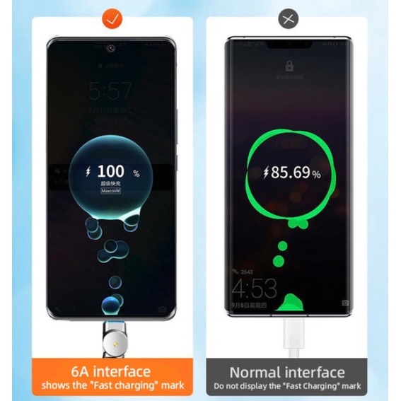 NEW 3 Trong 1 180° Dây Cáp Sạc USB Type-C Chơi Game 120W 6A Xoay 180 Độ Bằng Silicon Dành Cho xiaomi Huawei Cáp sạc siêu nhanh