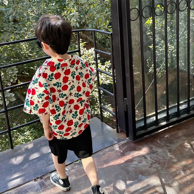 Áo Sơ Mi Ngắn Tay Họa Tiết Hoa Thời Trang Mùa Hè Mới Cho Bé Trai