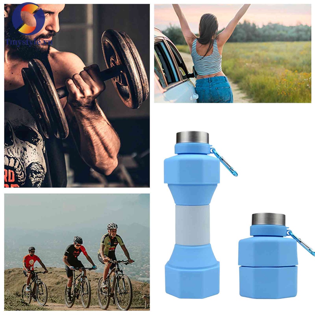 Bình Nước Silicone 650ml Hình Quả Tạ