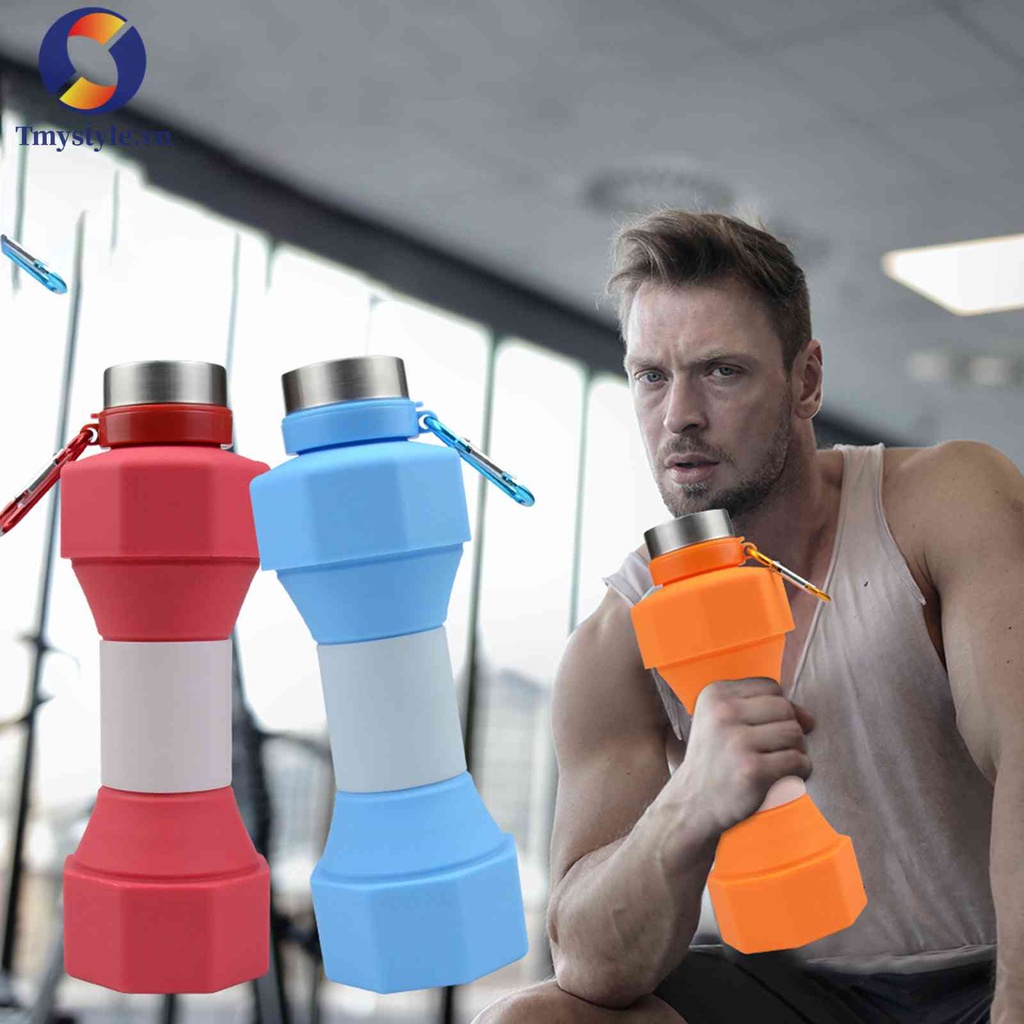 Bình Nước Silicone 650ml Hình Quả Tạ