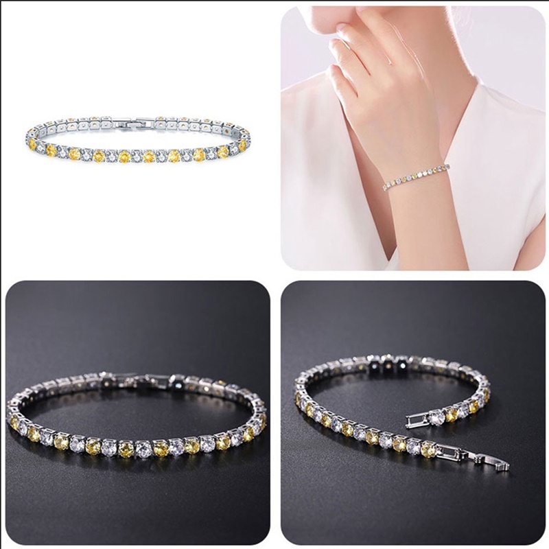Vòng Tay Tennis Đính Đá Zirconia 4mm Màu Sắc Vàng / Bạc Cổ Điển Thời Trang Cho Nữ