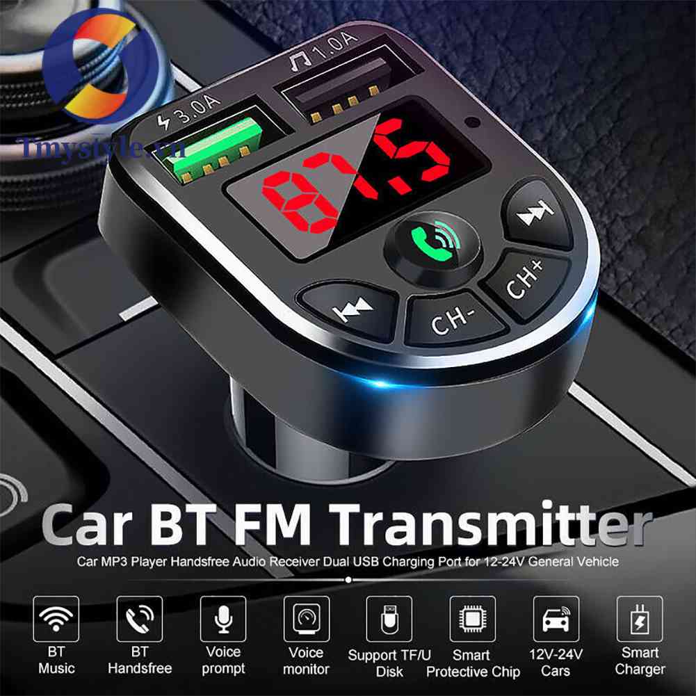 Bộ Sạc Xe Hơi Không Dây Hỗ Trợ Đài FM U Diskfree Tự Động Rảnh Tay