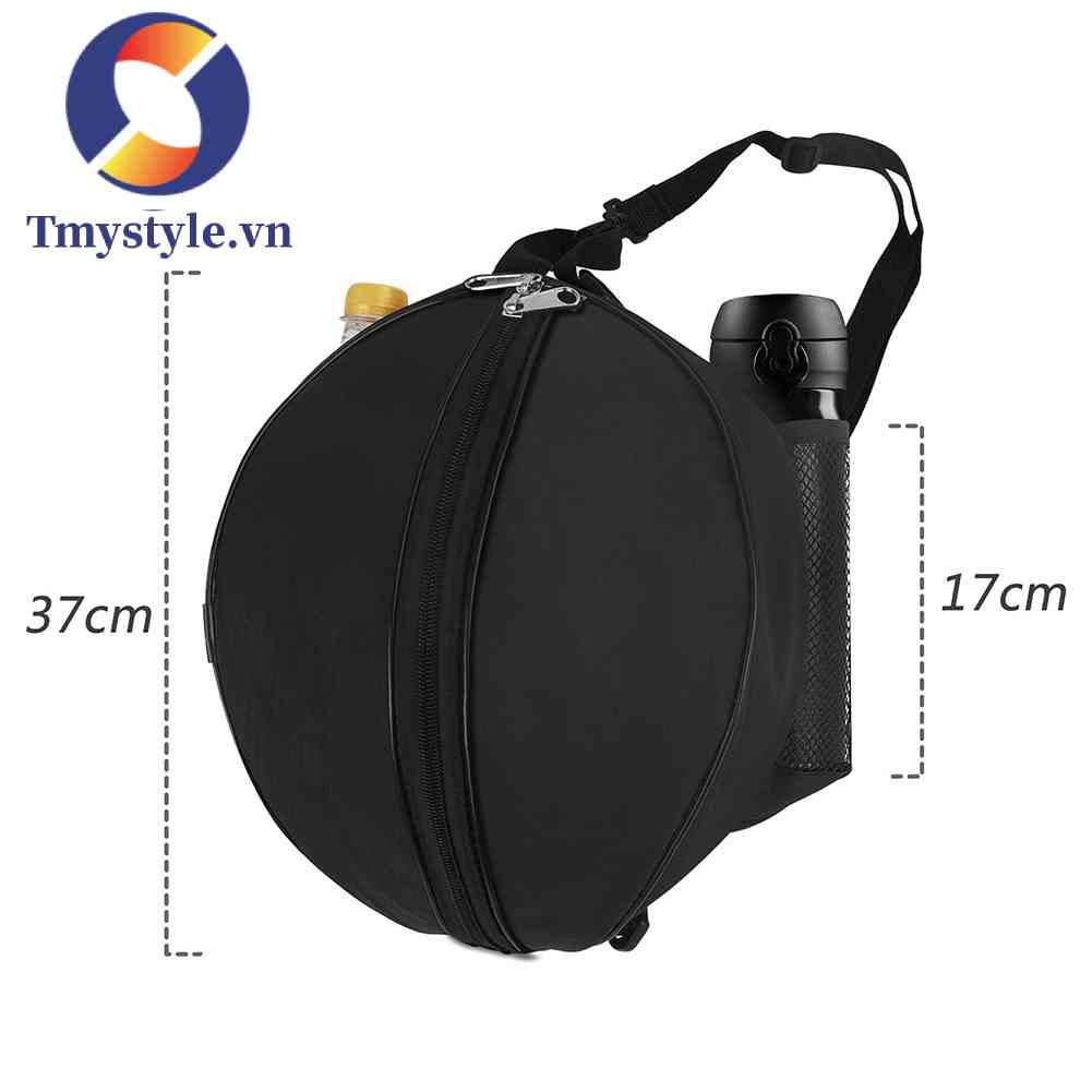 Túi Lưới Đựng Bóng Rổ / Bóng Đá Hình Tròn Bằng Vải Oxford Chống Thấm Nước Màu Đen