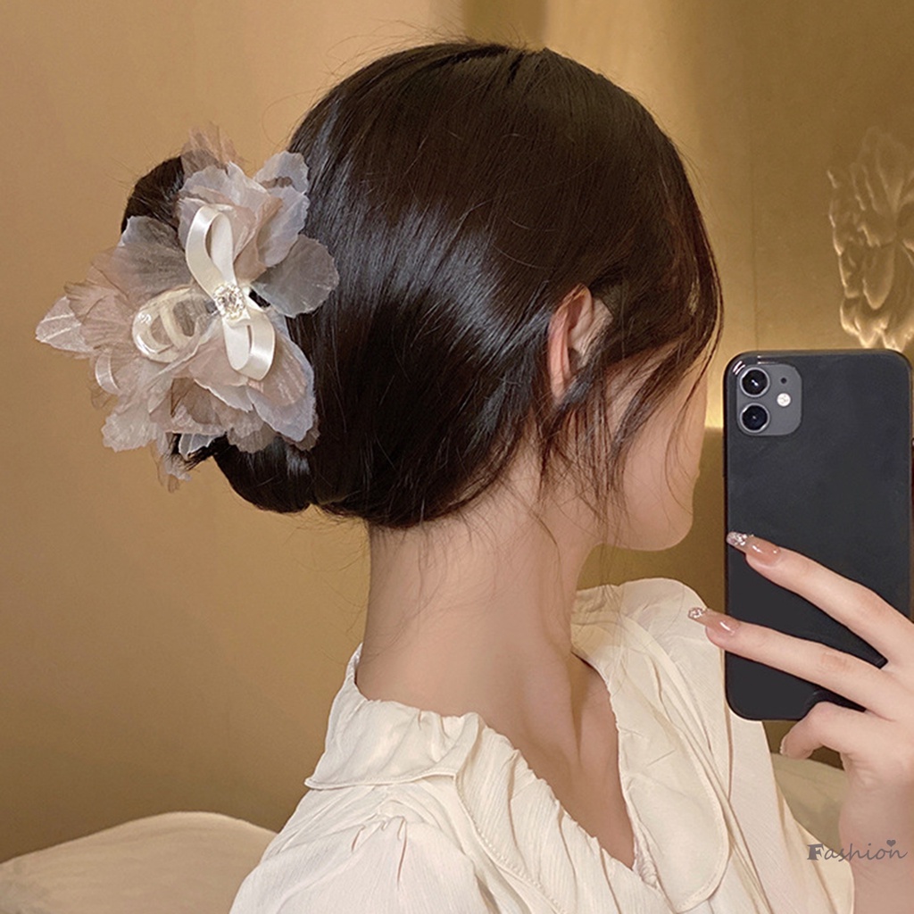 Dây Buộc Tóc Vải Lưới Đính Hoa Xinh Xắn