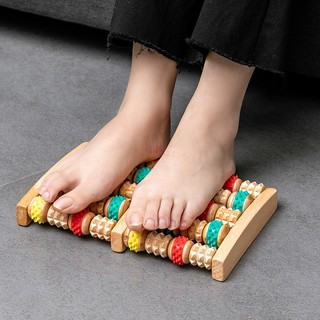 Dụng cụ mát xa chân sáu con lăn bằng gỗ