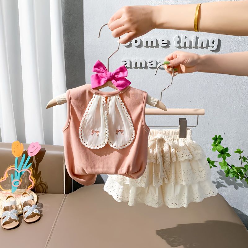 Bộ Áo cotton Không Tay + Chân Váy Ngắn Phong Cách Hàn Quốc Thời Trang Mùa Hè Hàng Mới 2023 Dành