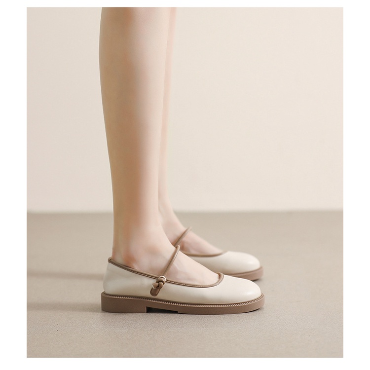 One Giày Búp Bê Mũi Tròn Đế Dày Mềm Mại Phong Cách Anh Quốc Thời Trang Cho Nữ AA4272