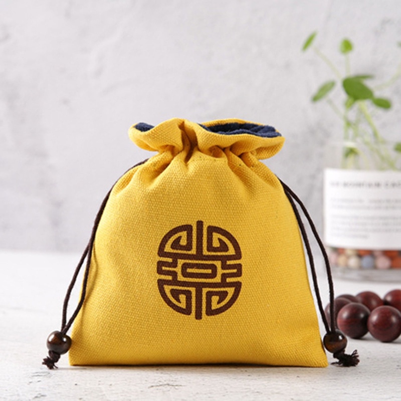 Túi Dây Rút Đựng Thẻ Bài Tarot / Trang Sức Mini Bằng Vải Cotton In Hình Xúc Xắc Dễ Thương