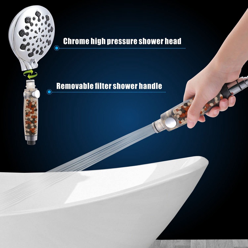 Đầu vòi hoa sen được lọc 9 cài đặt Đầu vòi sen áp suất cao Đầu vòi sen cầm tay Waterstop với hạt lọc và chế độ tạm dừng, Bộ lọc làm mềm nước