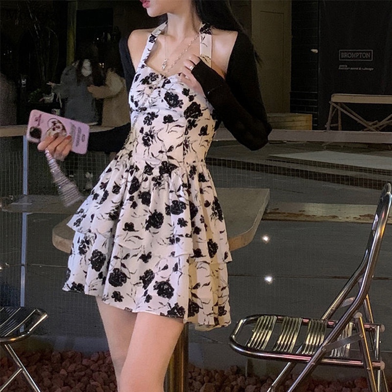 Đầm Dây Dáng Chữ A In Hoa Thời Trang Mùa Hè Cho Nữ