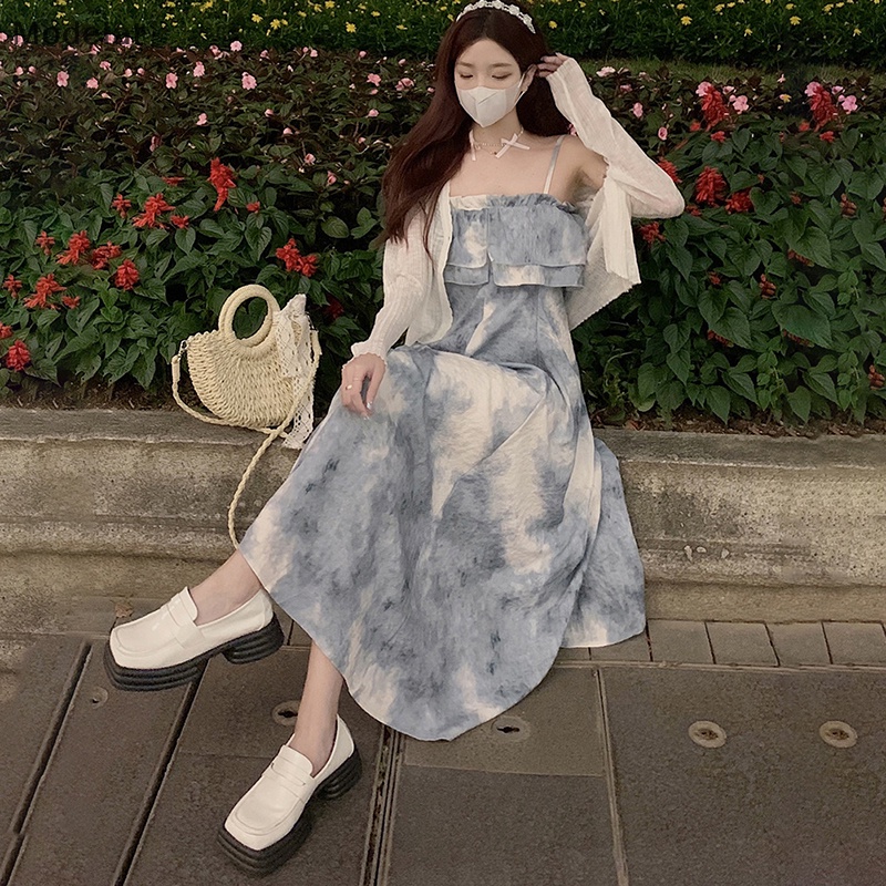 Mfc Đầm Voan Hai Dây Thời Trang Đi Biển Mùa Hè Phong Cách Hàn Quốc