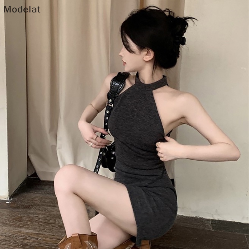 Mfc Đầm Hai Dây Mini Trơn Màu Gợi Cảm Theo Phong Cách Hàn Quốc WTD