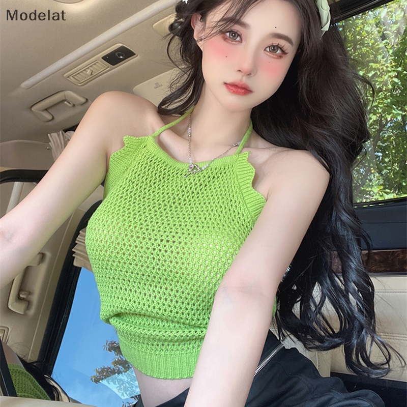 Mfc Áo Dệt Kim Không Tay Khoét Lỗ Màu Trơn Gợi Cảm Cho Nữ