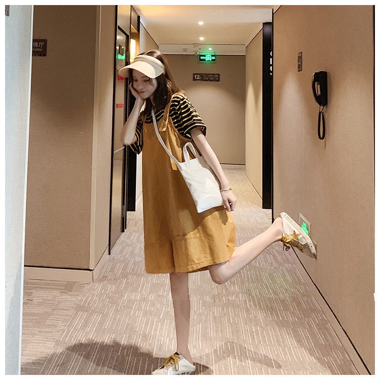 Quần Yếm Ngắn Dáng Rộng Plus Size Phong Cách Hàn Quốc Cho Nữ