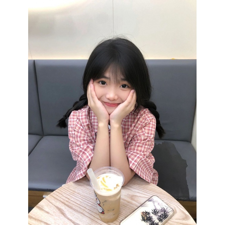 Áo Sơ Mi Ngắn Tay Dáng Rộng Sọc Ca Rô Thời Trang Hè Nhật Bản 2023 Trẻ Trung Cho Nữ