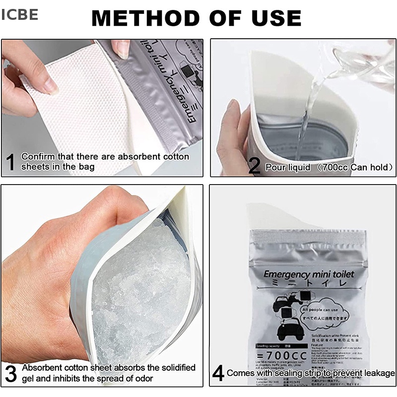 Set 4 Túi Đi Vệ Sinh Khẩn Cấp Mini 700ml Tiện Dụng Cho Xe Hơi