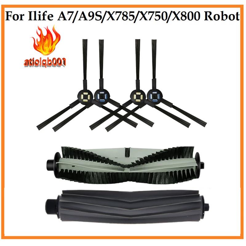 Bộ phận thay thế 6PCS cho Robot hút bụi Ilife A7 A9S X785 X750 X800 Phụ kiện máy hút bụi có thể giặt được Bàn chải bên chính